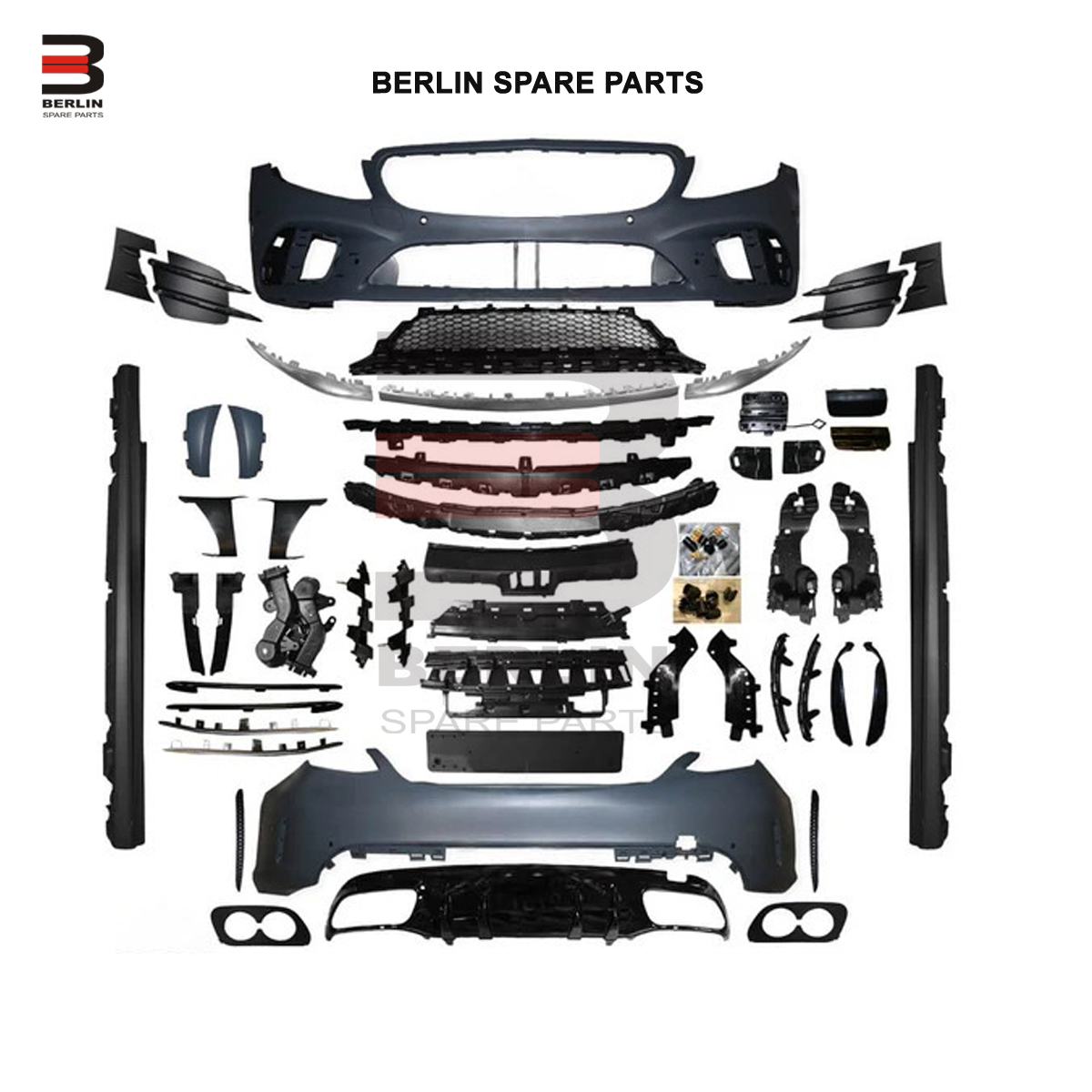 Mercedes C-Class W205 (2019-2021), Body Kit AMG C43 Look without Camera Hole (Matt Silver), Taiwan, 2058851A38