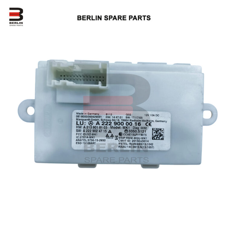 MERCEDES-BENZ S CLASS W222 KEYLESS GO CONTROL UNIT, USED PARTS, 2229000016